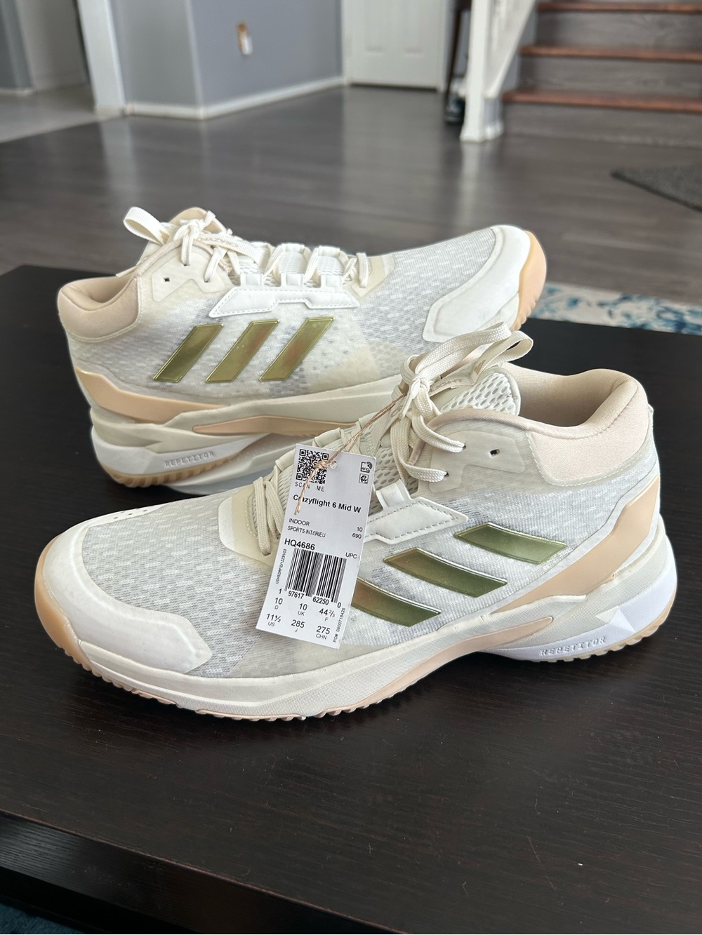 adidas Crazyflight 6 Cream & Olive Athletic Sneakers